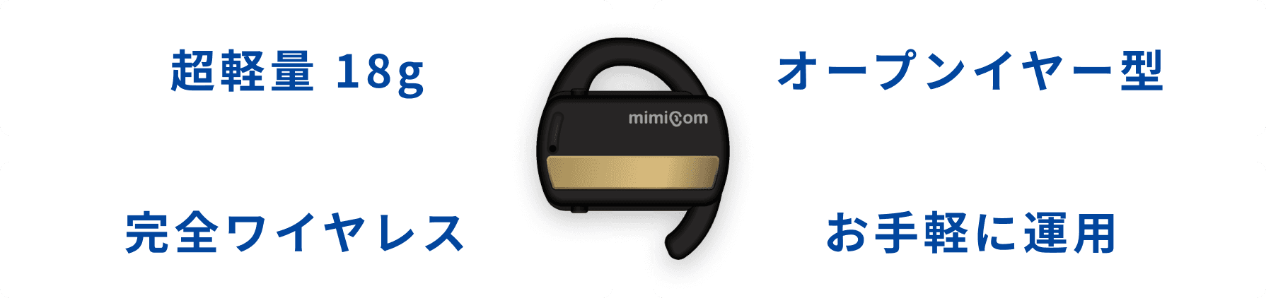 mimicom(ミミカム) 完全ワイヤレスの超軽量耳掛け型インカム